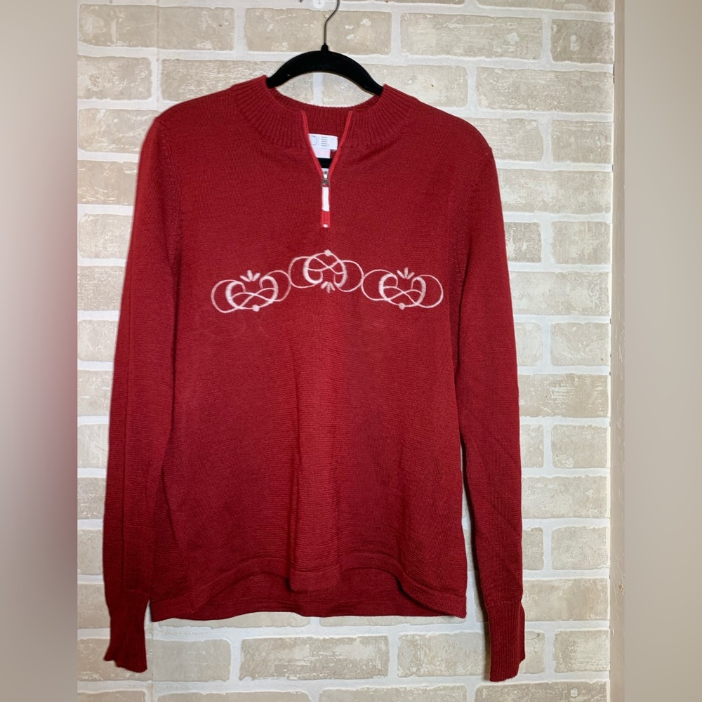 SDI size: L red white embroidered sweater